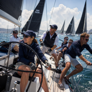 equipo de trabajo en una regata corporativa