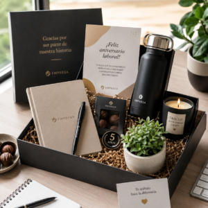 regalo corporativo de aniversario en negro y blanco